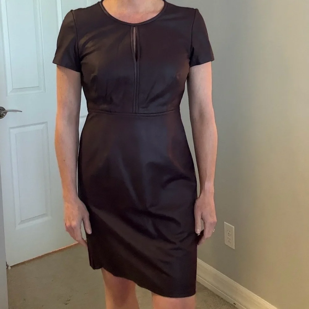My Tribe leather keyhole dress deep plum Large